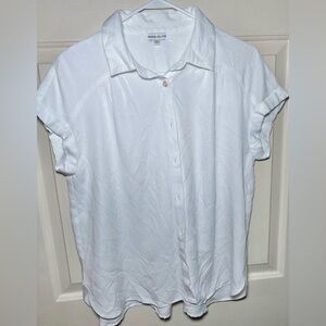 Rose & Olive Womens White Button Up Short Sleeve‎ Shirt Size M